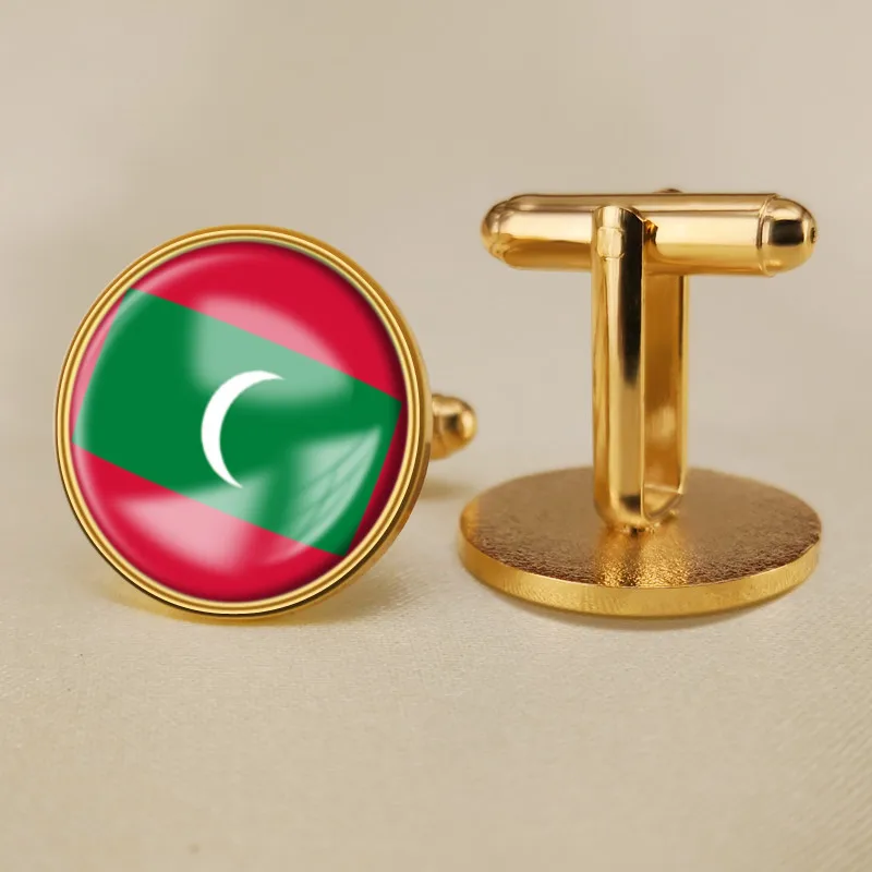 

Coat of Arms of Maldives Map Flag National Emblem Cufflinks