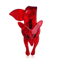 oi acrylic red fox shape brooch flaming fiery striated animal pins for lady women party accessories scarf hat bag corsage