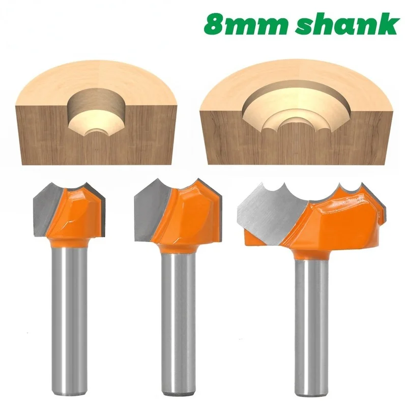 

8mm Shank Grade Double Arc Ball Bit Round Over Router Bits Woodworking Engraving Cutter Wood Drilling Bit Cut Woodworking Tools