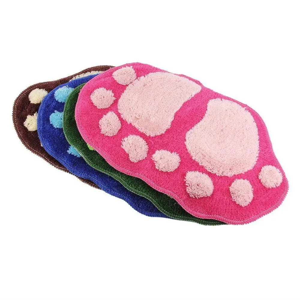 Soft Floor Carpet Knitting Wool Big Feet Pattern Bedroom Anti-slip Mat Brown | Дом и сад