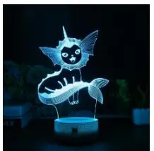 Популярная игра Покемон Eevee семейная серия 3D лампа USB мультфильм ночной Светильник СВЕТОДИОДНЫЙ 7 цветов Настольная лампа подарки для детей HUI YUAN бренд - Цвет: Vaporeon