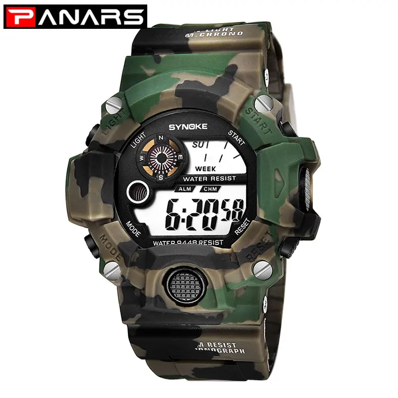 Green Watch PANARS G Стиль Шок военная армия мужские часы камуфляж светодиодный цифровой задний светильник reloj deportivo hombre militar - Цвет: Green Watch