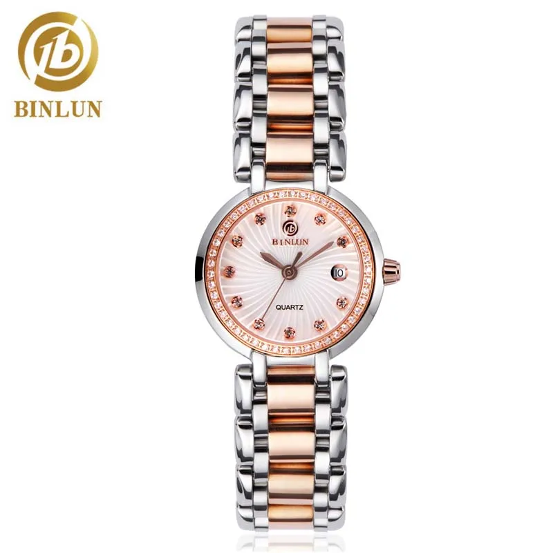 Лидер продаж женские часы BINLUN Роскошные водонепроницаемые с бриллиантовым