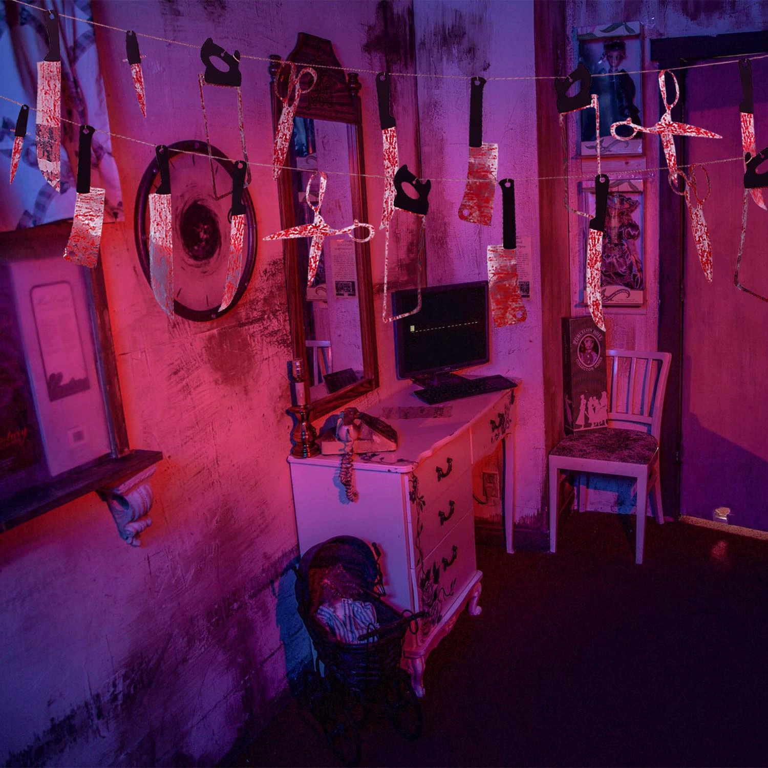 3 комплекта кровавая гирлянда баннер Хэллоуин зомби вечерние украшения