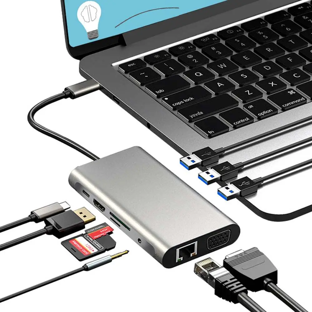 

PD Type C к HDMI-совместимый USB C Разветвитель USB C конвертер Type C концентратор док-станция 10 в 1 USB-концентратор USB C концентратор USB 30 адаптер