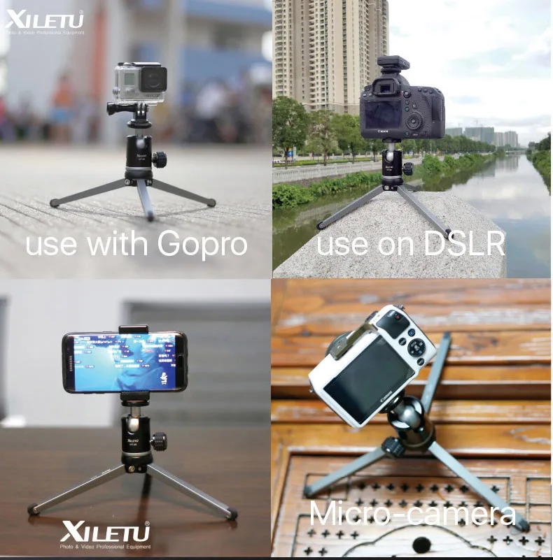 XILETU MT26+ XT15 алюминиевый сплав Настольный кронштейн Мини Настольный Штатив с шаровой головкой для DSLR камеры беззеркальной камеры смартфона