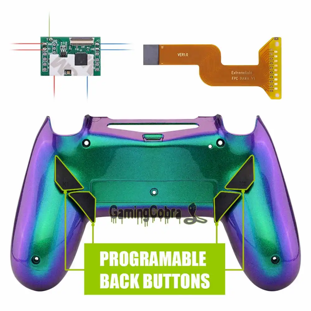 Рассвет программируемый Remap комплект для PS4 тонкий поляризационный фильтр Pro контроллер JDM 040/050/055 w/задняя крышка в виде ракушки и 4 и пуговицами на спине - Цвет: Green Purple