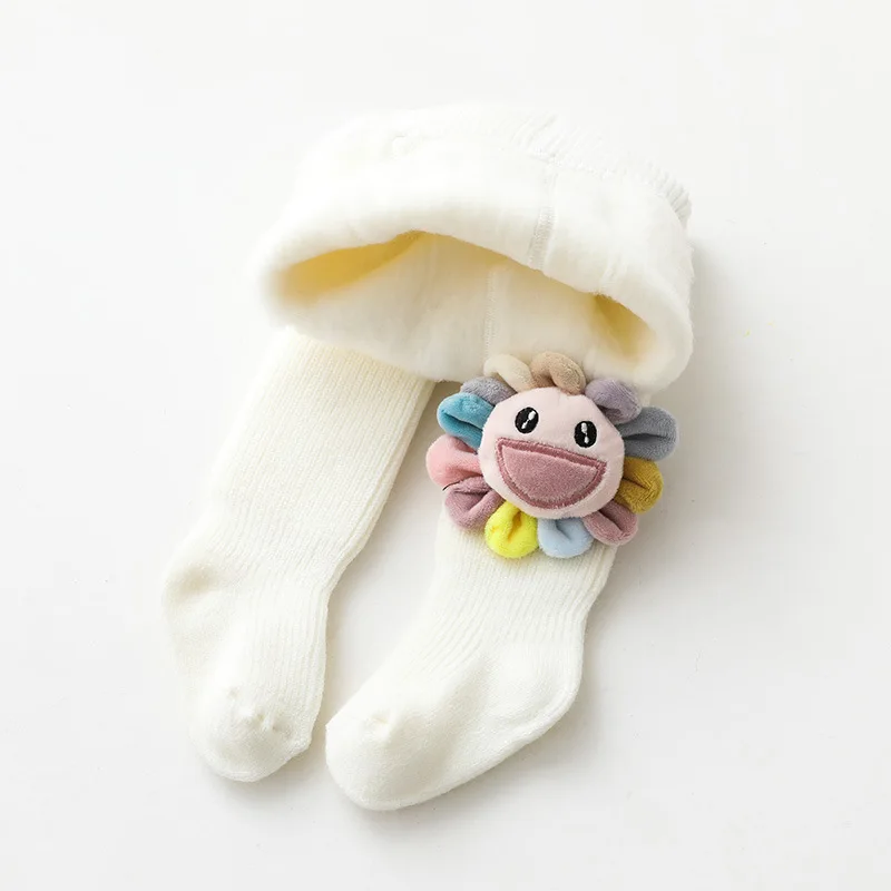 

Winter Hot Style Children's Sun Flower Sock Plus Velvet Thick Warm Leggings Baby Girls Fashion and Soft One-piece Pantyhose