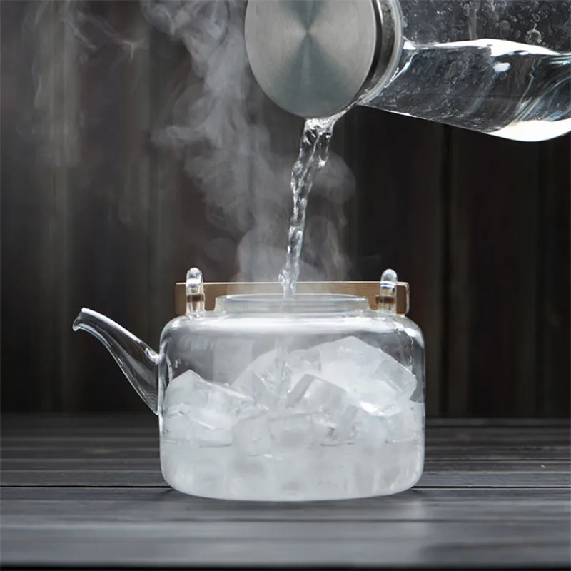 1100 мл стеклянный чайник термостойкий взрывозащищенный вареный кунг фу для воды с