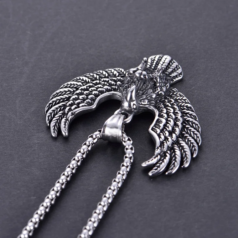 

GG62 European and American casting titanium steel retro Eagle Men's Pendant Stainless steel necklace