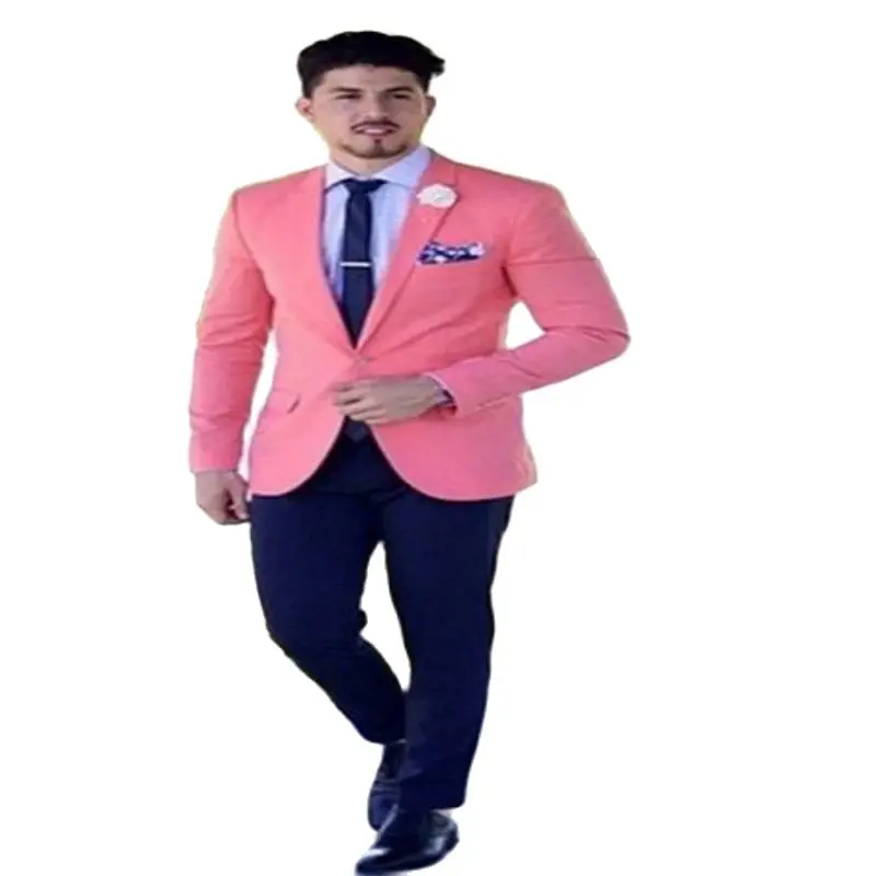

MyLoddy Classy Peach Wedding Mens Suits Slim Fit Bridegroom Tuxedos For Men 2 Pieces Suit Formal Business Suit(Jacket Pants）