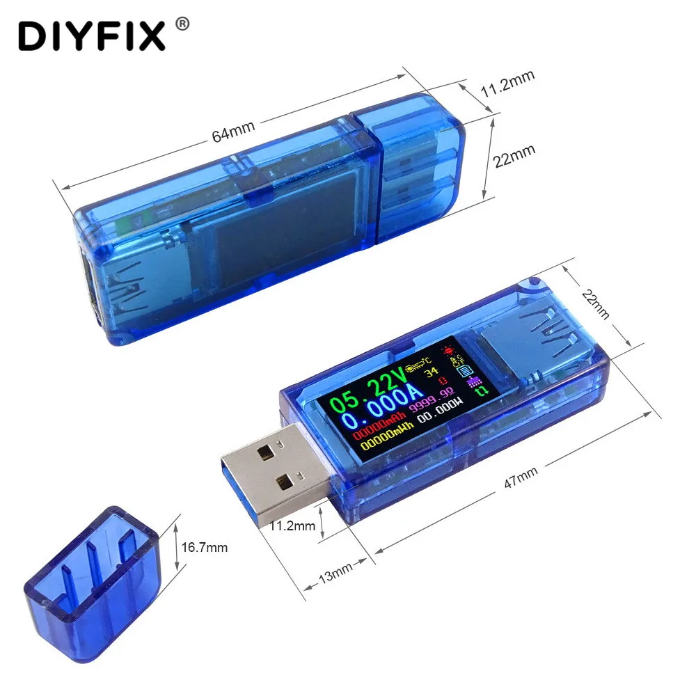 USB-тестер DIYFIX 3 0 HD цветной ЖК-дисплей вольтметр амперметр измеритель напряжения и