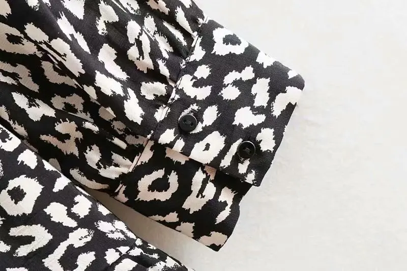 VOGUEIN новые женские повседневные с животным принтом оборками длинными рукавами