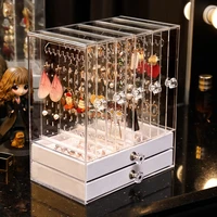 large capacity jewelry box transparent display stand with drawer earrings earrings necklaces rings storage box ladies gifts