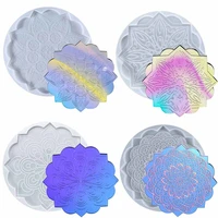 4 style crystal epoxy resin coaster tray molds mandala resin molds coaster making accessories office home decoration