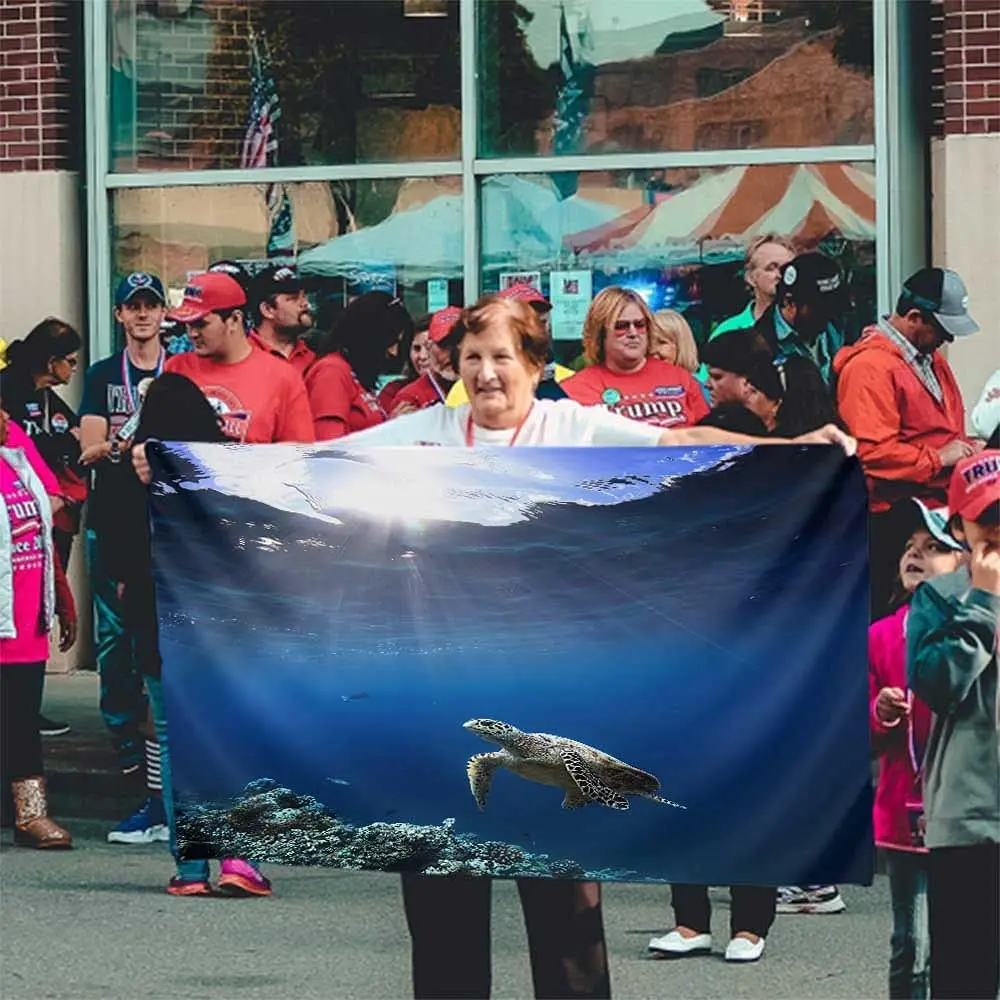 Морская черепаха флаг из полиэстера красивый естественный фоториф солнечный