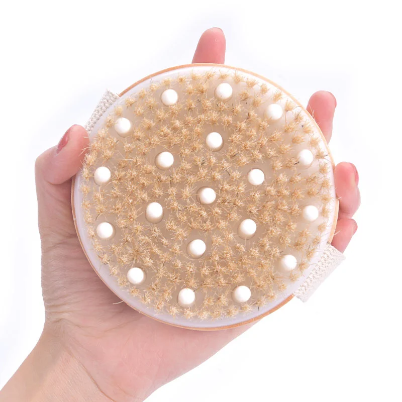 

1 PC Natural Bristle Bath Brush Exfoliating Wooden Body Massage Shower Brush SPA Woman Man Skin Care Dry Body Brush