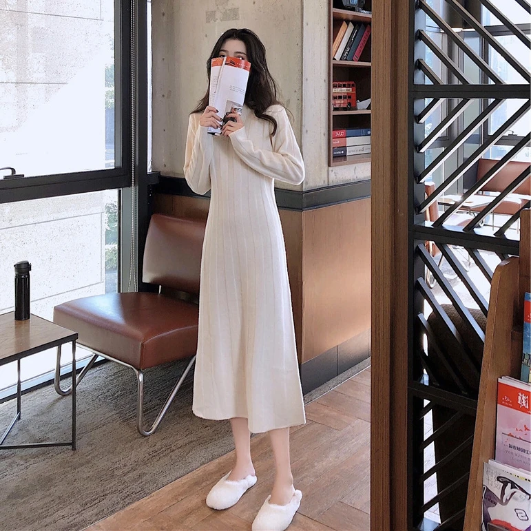 

Женское трикотажное платье-свитер с длинным рукавом, Осень-зима 2020