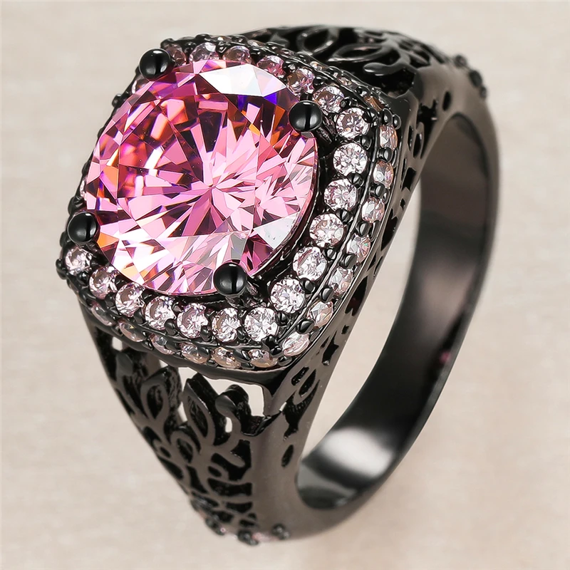 Роскошные женские туфли лодочки Розовый кристаллический камень кольцо Шарм 14KT
