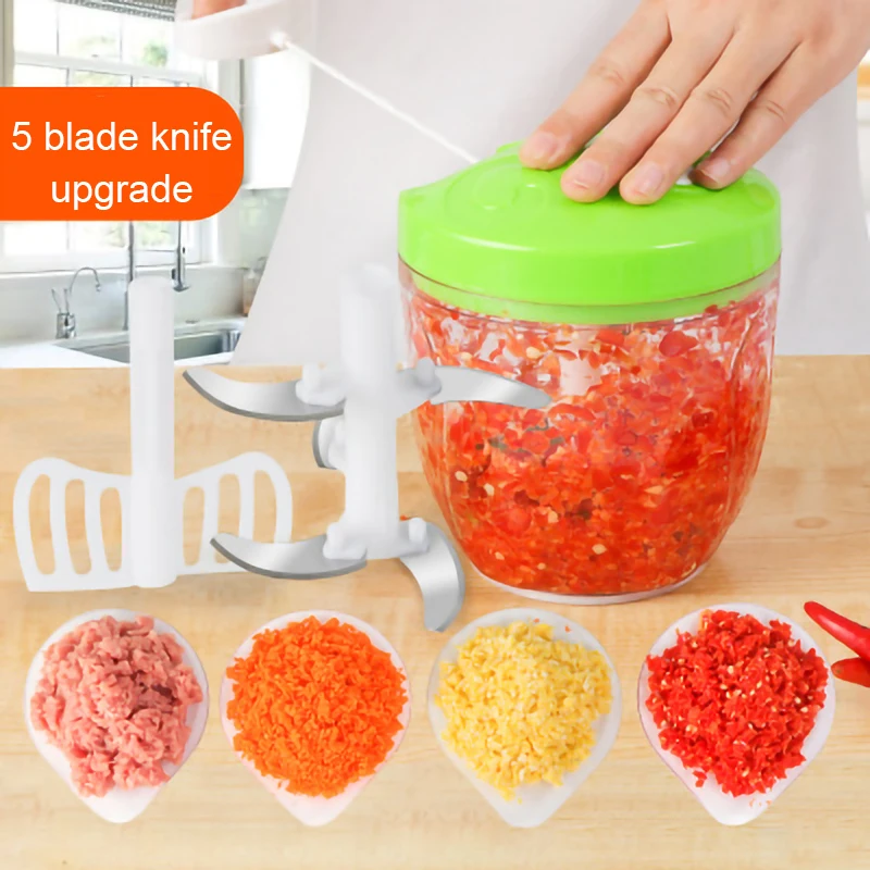 

VOCORY 900ML/600ML Powerful Meat Grinder Hand-power Food Chopper Mincer Mixer Blender to Chop Meat Fruit Vegetable Nuts Herbs
