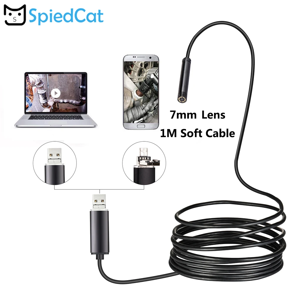 7 мм Мини объектив 1 м мягкий кабель змея провод USB/Micro USB эндоскоп камера для