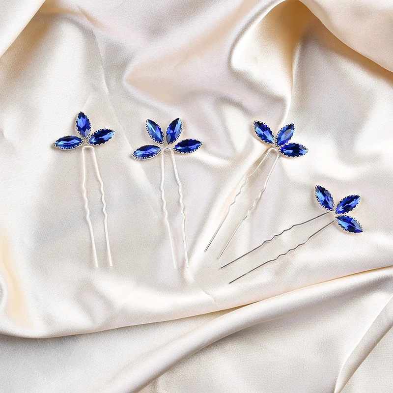 Заколки для волос синего цвета 4 шт.|Украшения волос| |