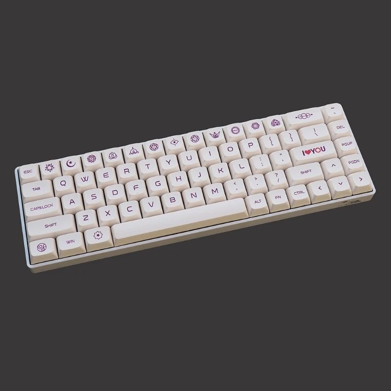 

67JA 137 Keys / Set XDA Profile Custom Violet on Cream Theme Original Keycaps PBT Dye Sublimation Keycaps for MX Cherry