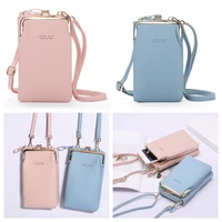 new lychee pattern ladies solid mobile wallet fashion multifunctional ladies mini shoulder bag messenger bag small wallet