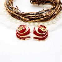 red enamel pretty earrings ethnic gift antique fashion accessories