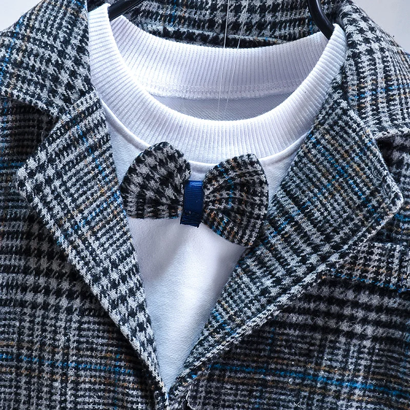 

2020 Spring Baby Boys Clothing Sets Gentleman Style Plaid Coats T Shirt Pants 3Pcs/set Toddler Infant Clothing Kids Clothes