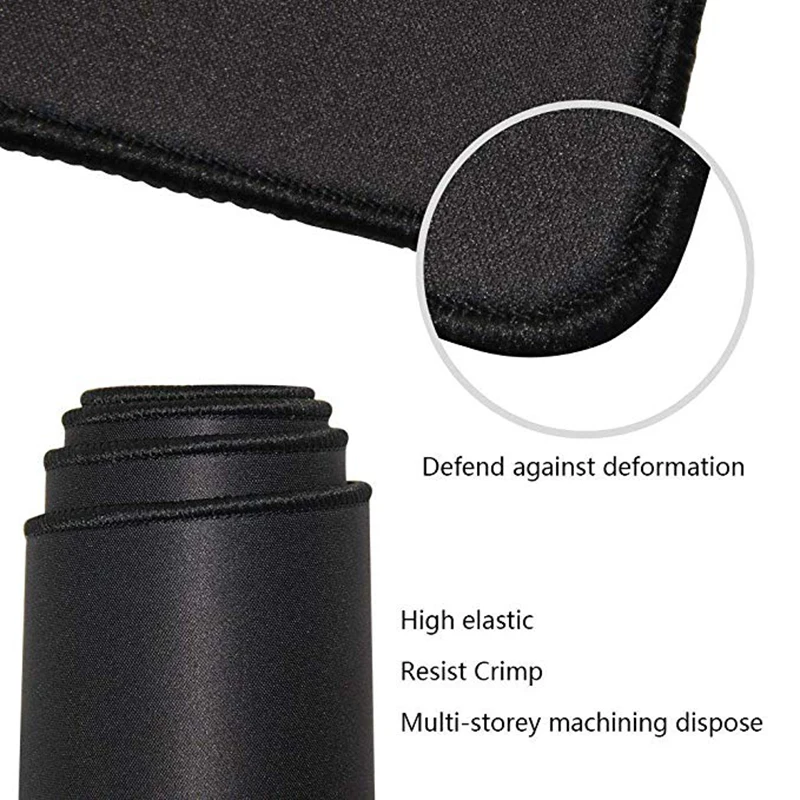 Черный коврик для мыши размером 900*400*3 мм с прошитыми краями нескользящий