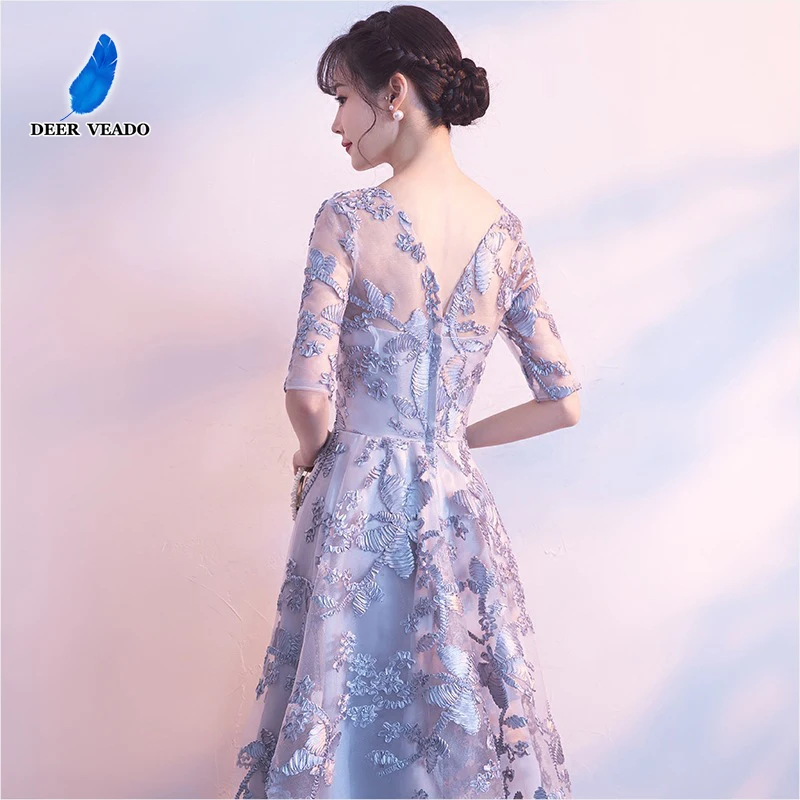 DEERVEADO Robe De Soiree элегантное вечернее платье с коротким рукавом длинное торжественное платье вечернее платье сексуальное с открытой спиной платье для выпускного вечера M253