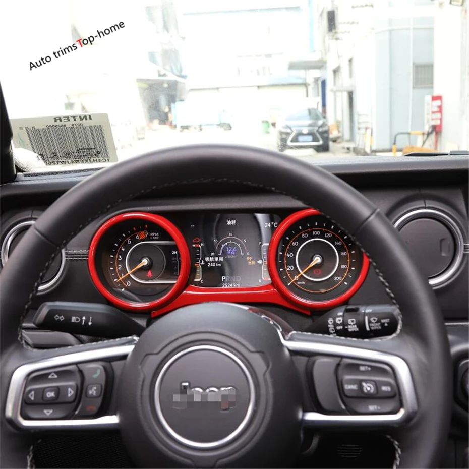 Yimaautotrims приборной панели инструмент полосы экрана кольцо крышки Накладка для Jeep Wrangler JL красный углеродное волокно вид интерьера