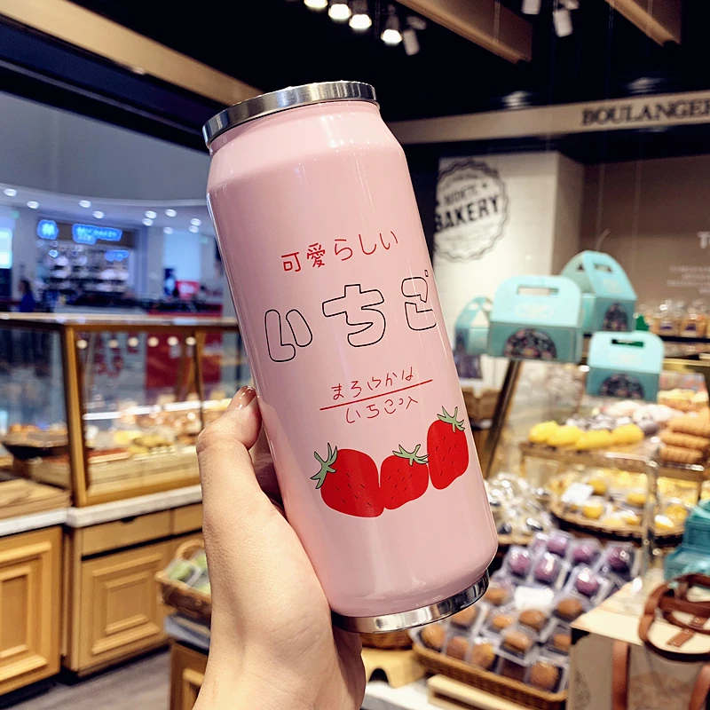 Милая Клубничная Изолированная бутылка для воды из нержавеющей стали