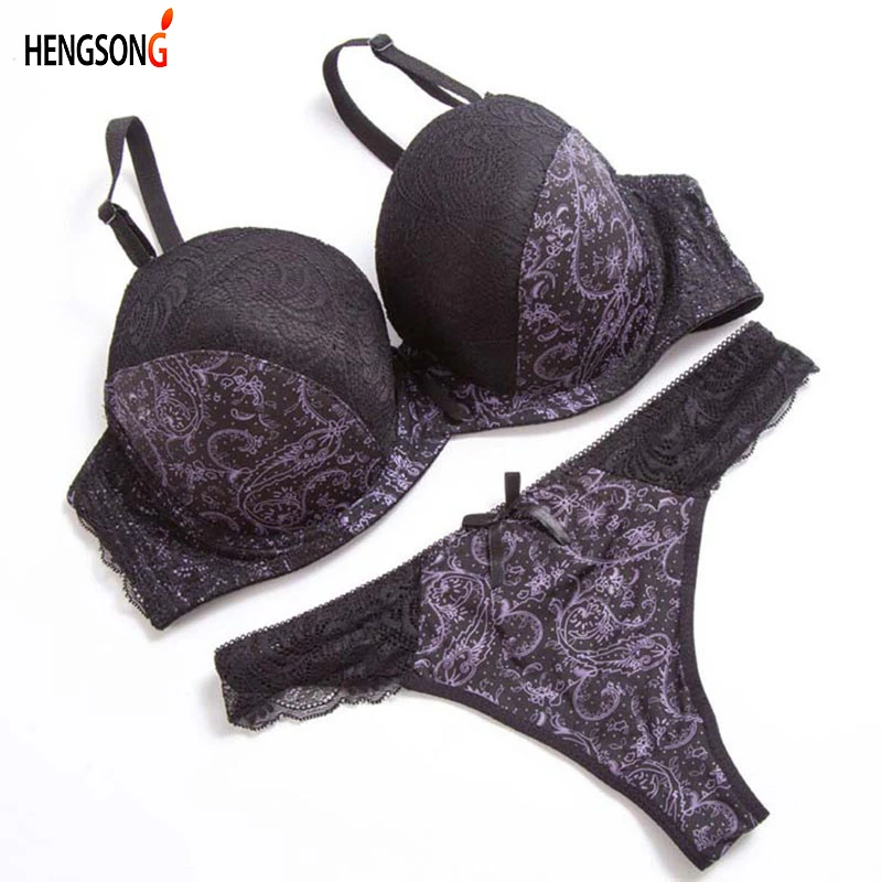 HENGSONG женские сексуальные стринги кружева пэчворк комплект нижнего белья пуш ап