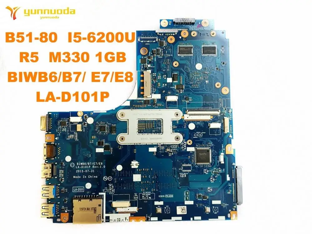 Оригинальный Для Lenovo B51-80 Материнская плата ноутбука I5-6200U R5 M330 1 ГБ BIWB6B7 E7E8 LA-D101P
