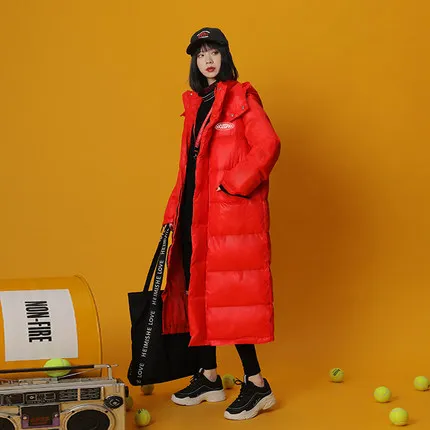 Red No zipper Зимнее пальто Женская хлопковая куртка новая длинная пуховая хлопковая верхняя одежда однотонная куртка с капюшоном модная утолщенная теплая парка куртка - Цвет: Red No zipper