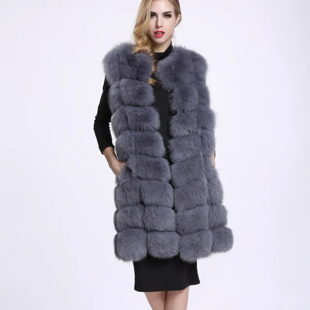 dark grey 8 шагов, S-6XL размера плюс, имитация лисьего меха, шуба женская, Средний Восток, роскошный, толстый, искусственный мех, жилет, теплое пальто wj1235 - Цвет: dark grey