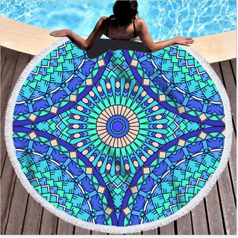 Мандала микрофибра круглое пляжное полотенце активный с узором пляжный