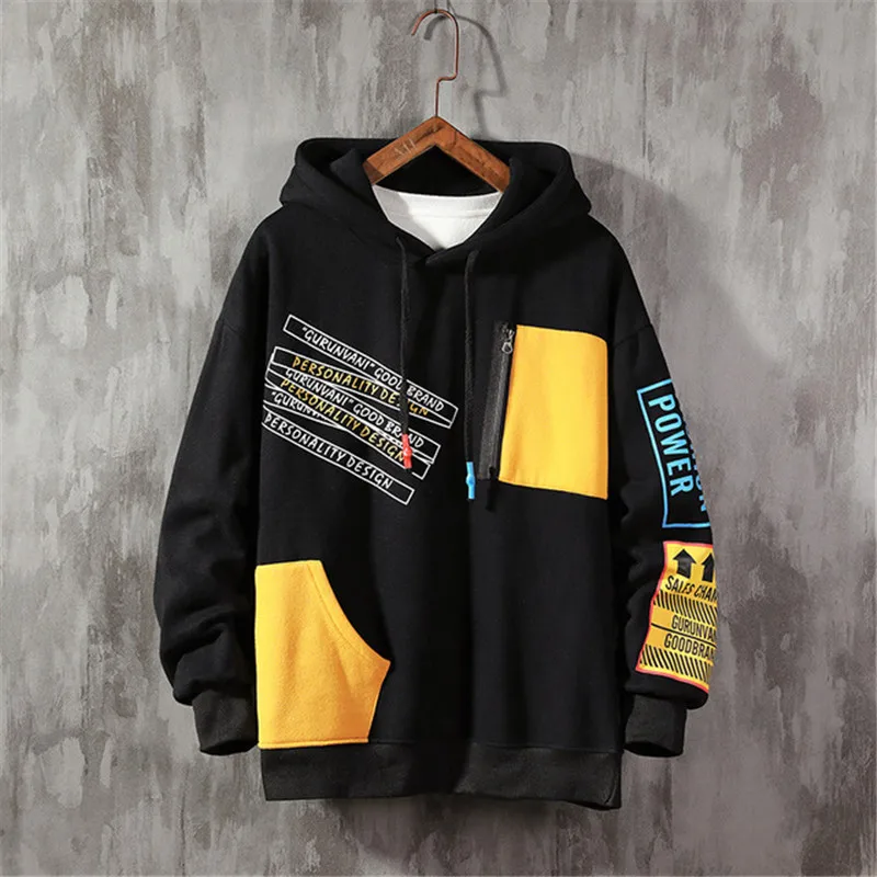 Крутая Осенняя Толстовка большого размера в стиле пэчворк мужская толстовка с