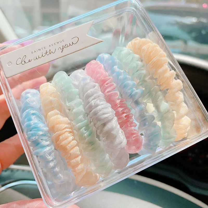 

8Pcs/7Pcs Hair Rings Set Girls Elastic Rubber Bands Ponytail Solid Color Floral Print Hairband Women Headwear Hair Accessories