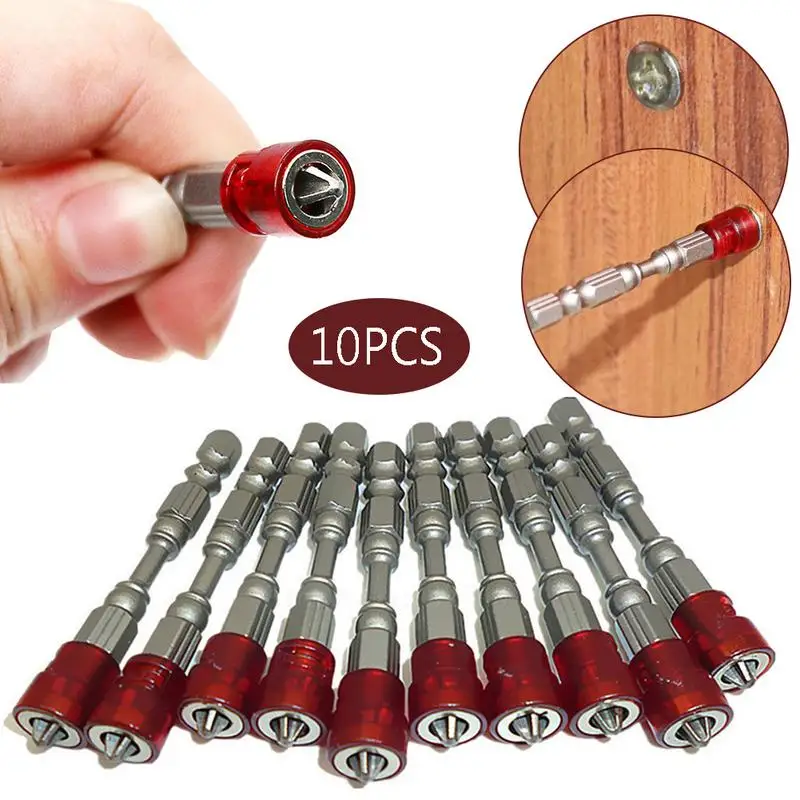 

10PCS of 65mm Red Magnetic Screwdriver Bit Plasterboard Drywall Screwdriver Bits Ph2 Phillips Screw Driver Bits 1/4" Hex Shank