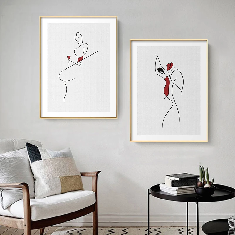 Париж современная леди предпочтения красный минимализм линии художественная