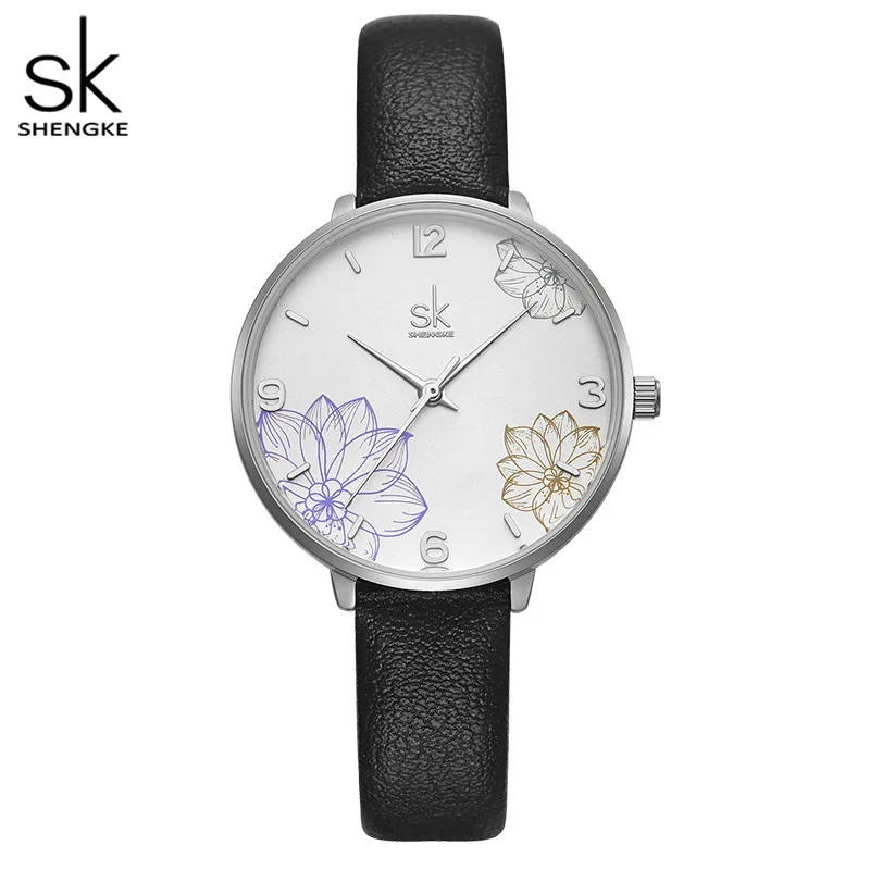 Shengke Women Watch New Gold WristWatch Fashion Ladies Leather Waterproof Watch Clock for Women Relogio Feminino Montre Femme dom ladies watch women white ceramic band quartz wrist watch for girl waterproof clock women watch rhinestone new montre femme