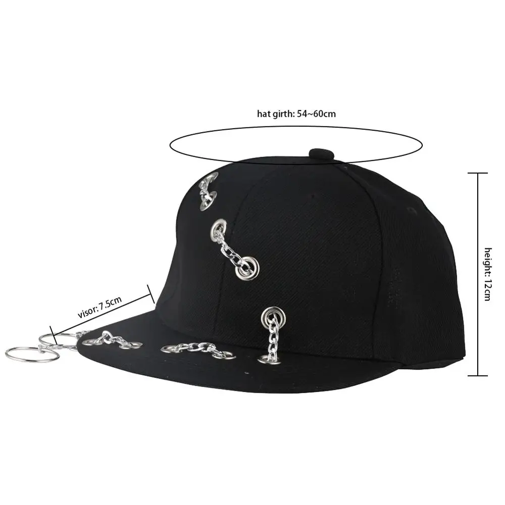 Железные кольца-цепочки Gorras хип-хоп кепки бейсболки мужские Регулируемые повседневные однотонные унисекс шапки Дети панк рок стиль пирсинг Tide шляпа