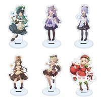 hot game genshin impact anime figure stands model cute character ganyu venti klee acrylic double sided standing sign ornaments
