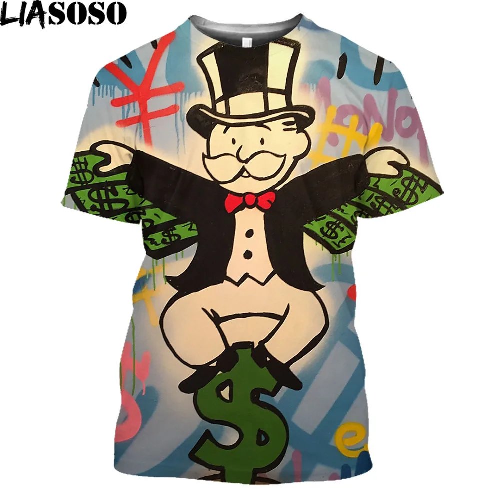 Футболка с рисунком в стиле монополии для мужчин и женщин