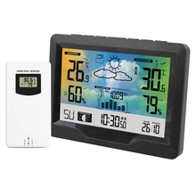 FanJu FJ3383F Weather Station Digital Alarm Table Clock Temperature Meter Hygrometer Barometer Moon Phase Snooze Wireless sensor