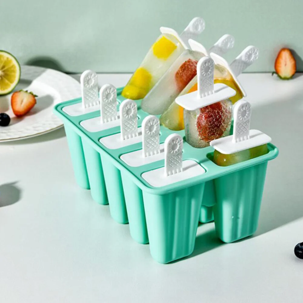 

1Pc Ten Grid Ice Cream Mold DIY Making Tool Frozen Popsicle Mold (Green)