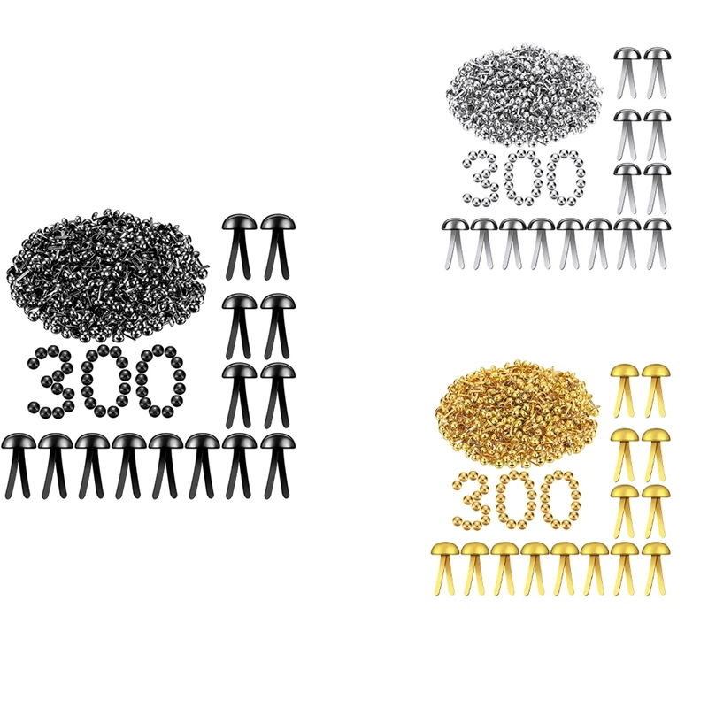 

Hot XD-300 Pieces Of Paper Fasteners Round Headgear Sturdy Fasteners Suitable For Art Handmade Decoration Scrapbook DIY